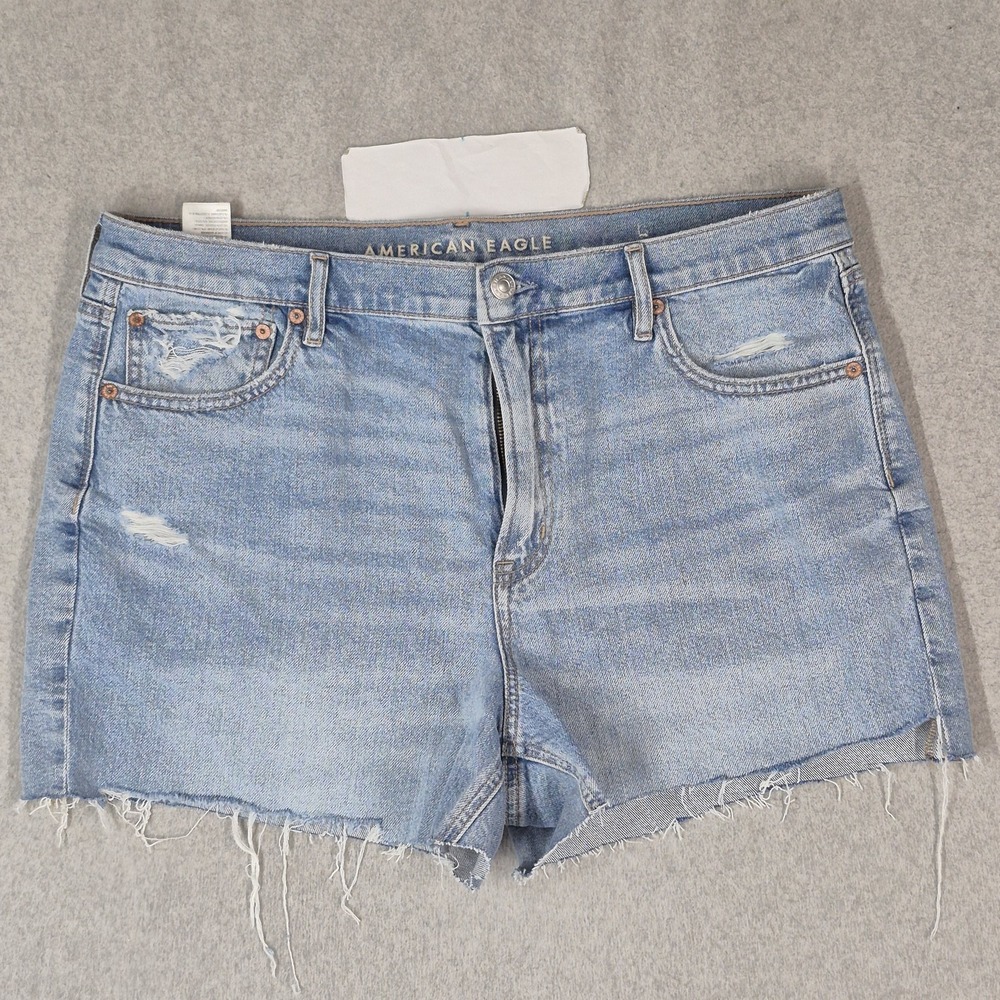 American Eagle Outfitters Women Shorts 14 Blue Denim Cutoff Relaxed Strigid NWT